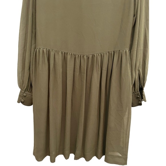 HUGO Boss DERINNE LONG SLEEVE SHIFT DRESS IN KHAKI - Picture 8 of 16